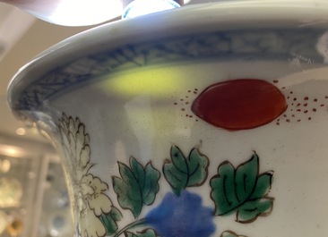 A Chinese wucai gu vase with a phoenix, Shunzhi